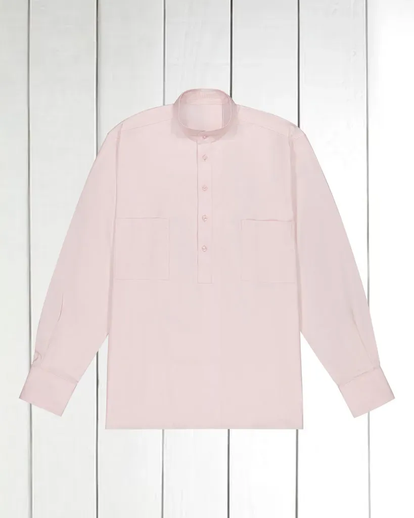 Hollington chemise col mao rose coton luxe