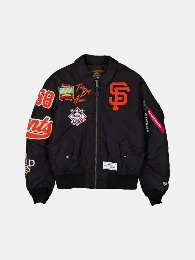 Alpha Industries MA-1 Giants blouson noir col rabattu