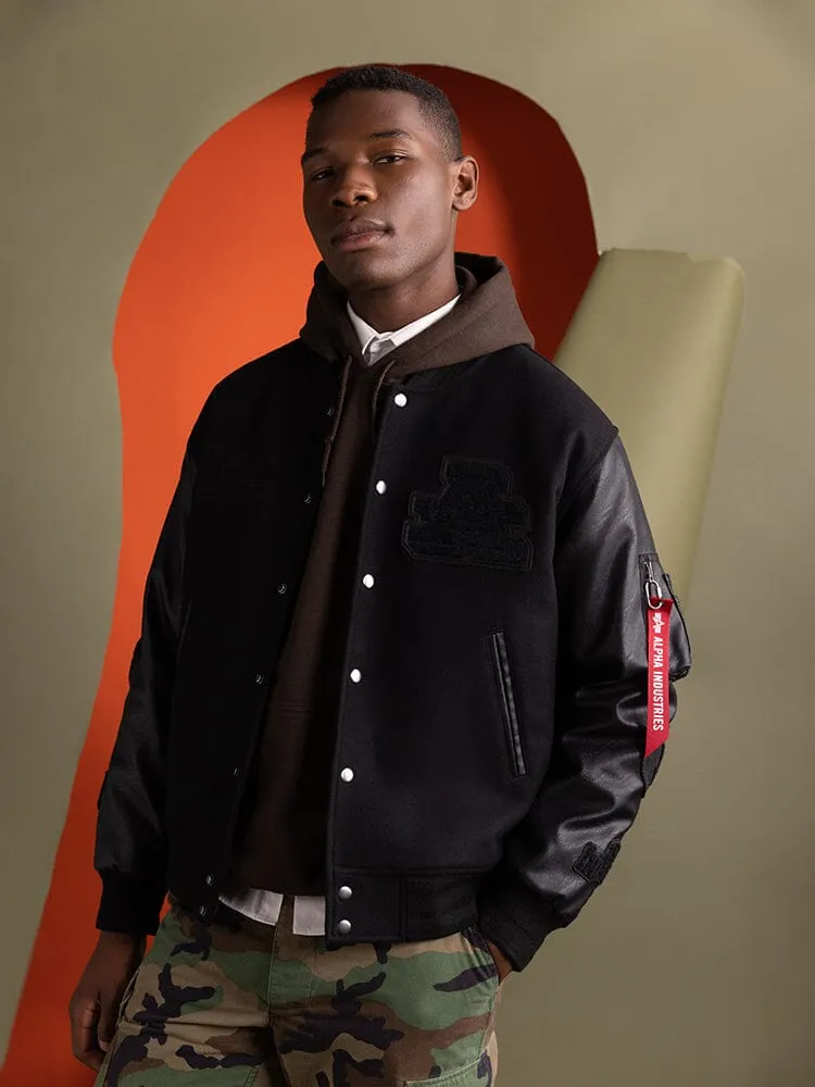 Alpha Industries MA-1 Varsity Blouson noir simili cuir