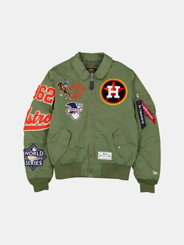 Alpha x Astros x New Era MA-1 bomber vert brodé