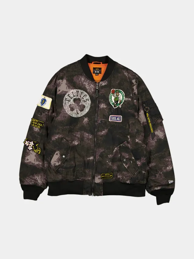 Alpha Industries Boston Celtics MA-1 bomber black camo réversible