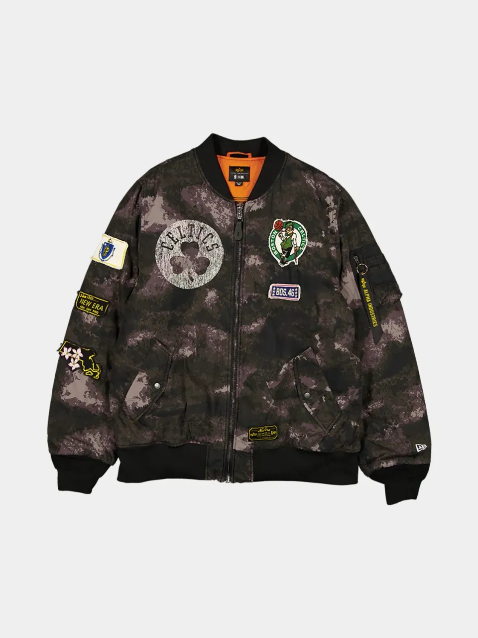 Alpha Industries Boston Celtics MA-1 bomber black camo réversible
