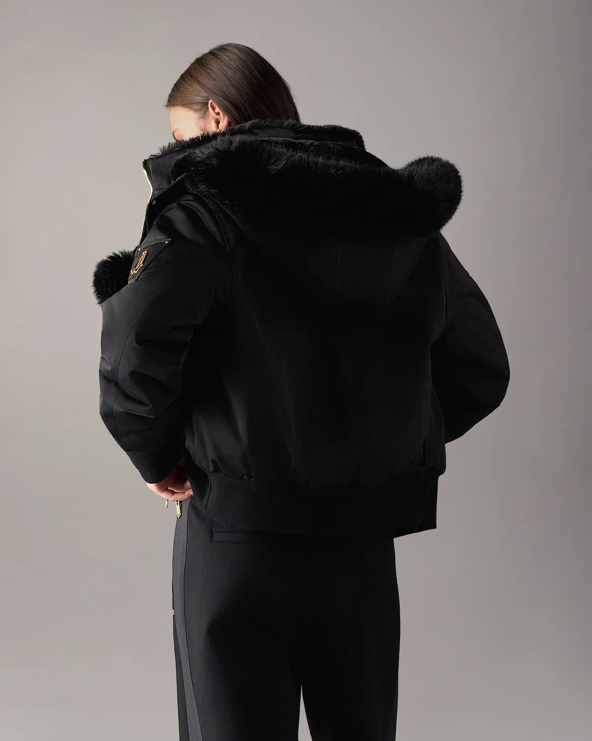 Moose Knuckles Luxe Satin Bomber Réversible Noir