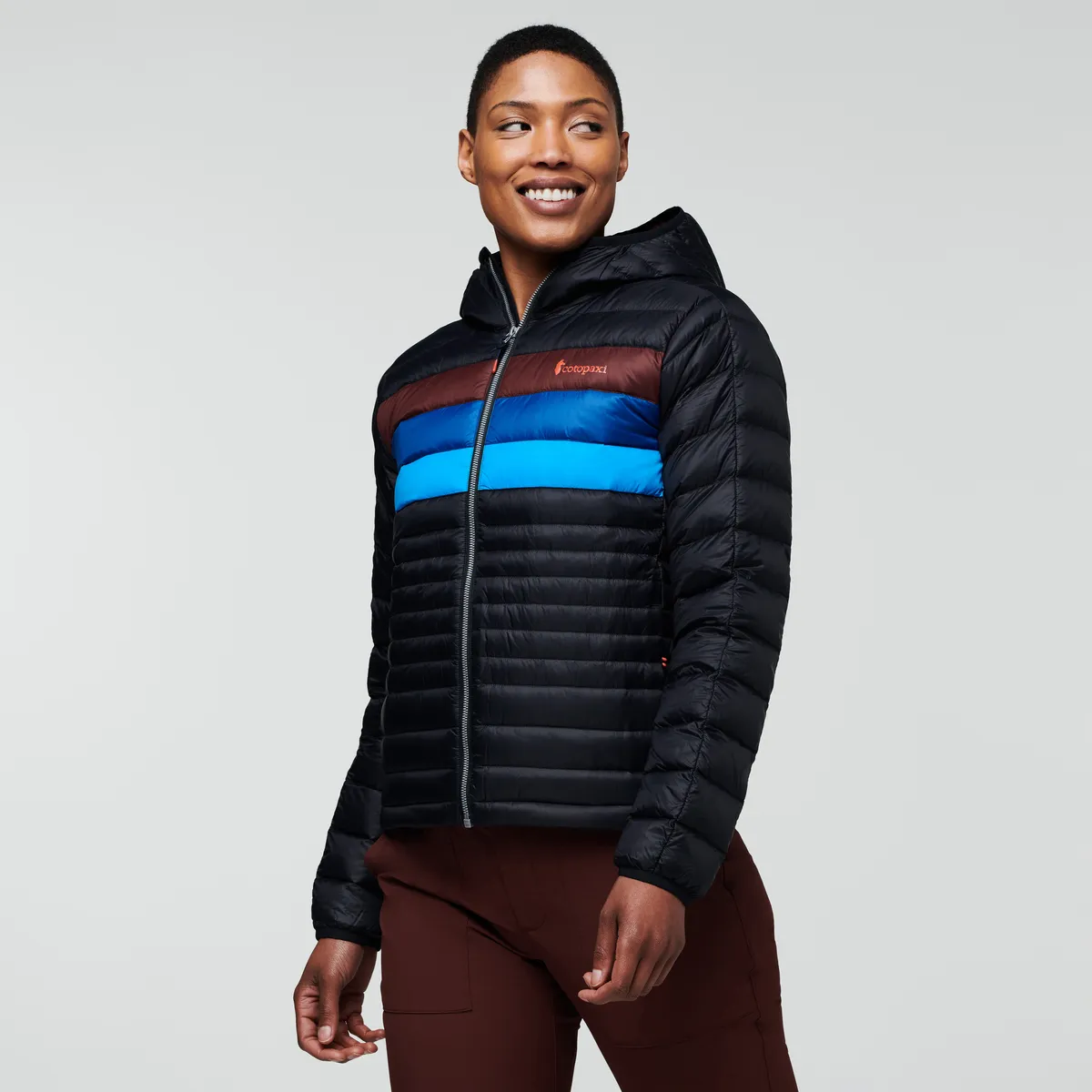 Cotopaxi Fuego Hooded Down Jacket doudoune femme Amber Stripes