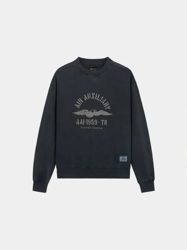 Alpha Industries Air Aux sweat col rond coton noir délavé