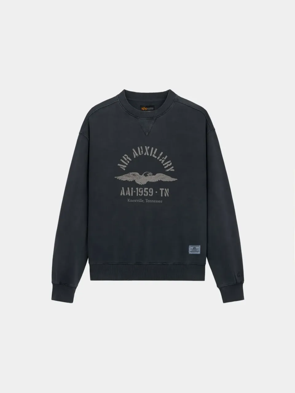 Alpha Industries Air Aux sweat col rond coton noir délavé