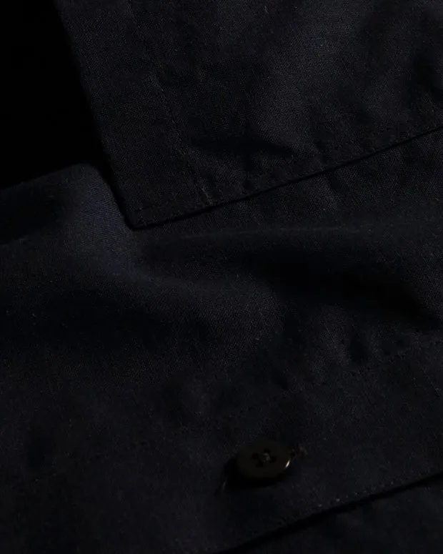 Hollington chemise col mao noire lin coton homme