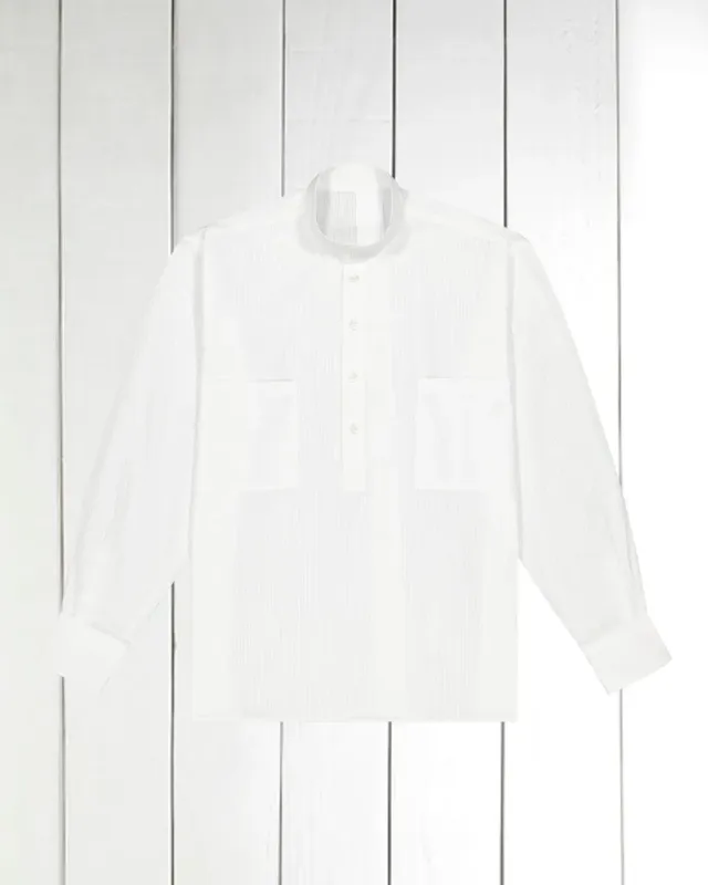 Hollington New chemise col mao seersucker été