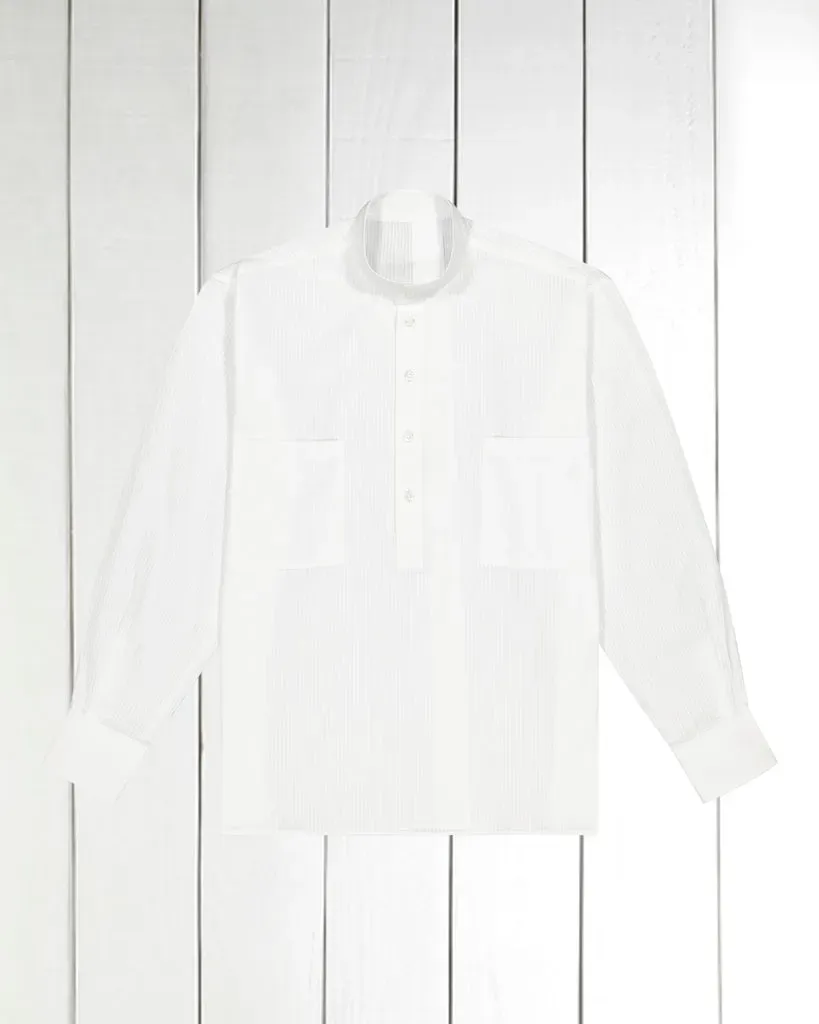 Hollington New chemise col mao seersucker été
