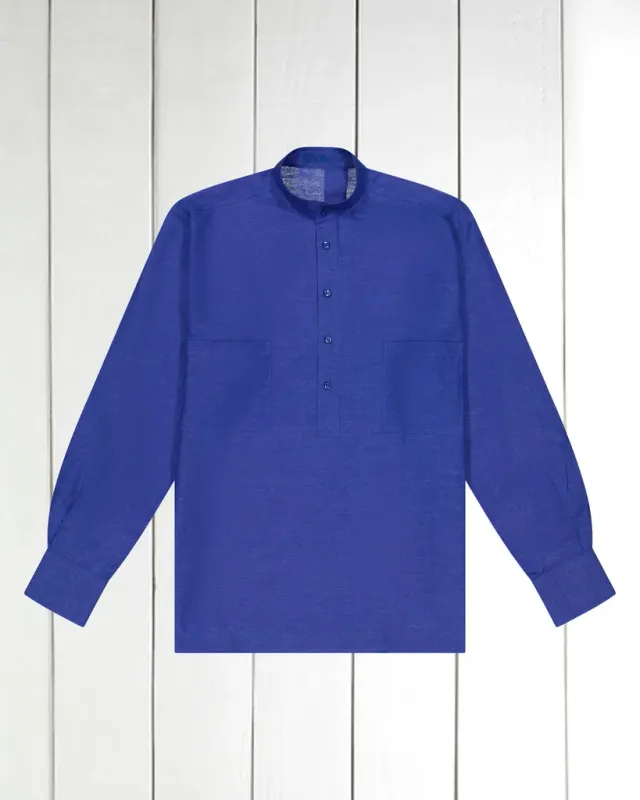 Hollington chemise col mao bleu roi chemise toile lin coton