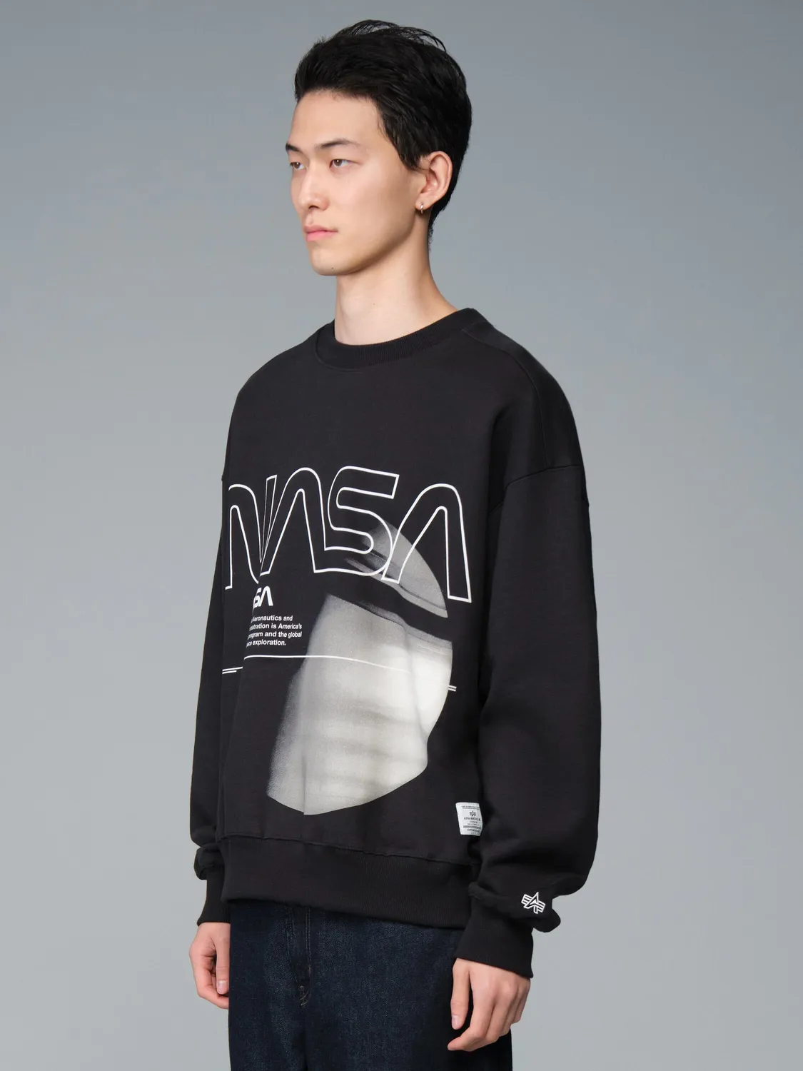 Alpha Industries NASA Galaxy Essential Crew sweat noir coton