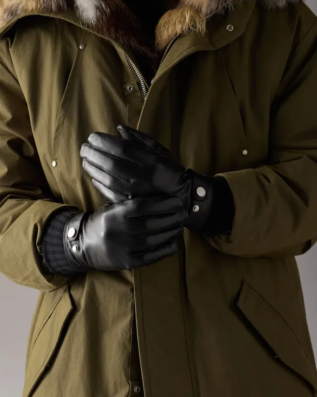 Moose Knuckles gants cuir noir doublés chauds