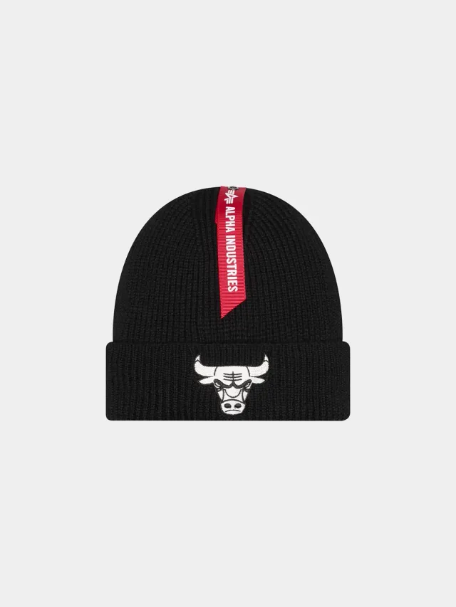 Alpha Industries Chicago Bulls Short Cuff bonnet noir laine