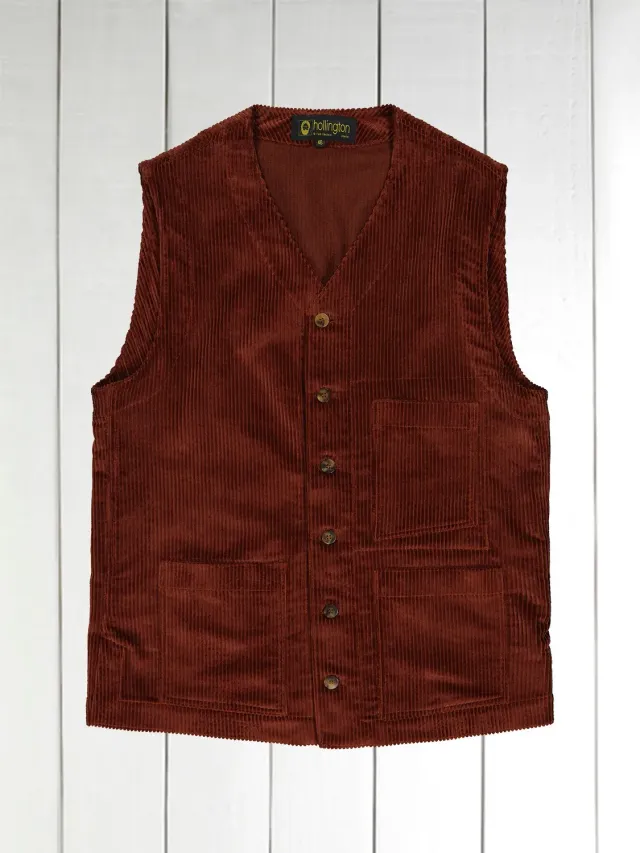Hollington gilet poches plaquées velours châtaigne laine