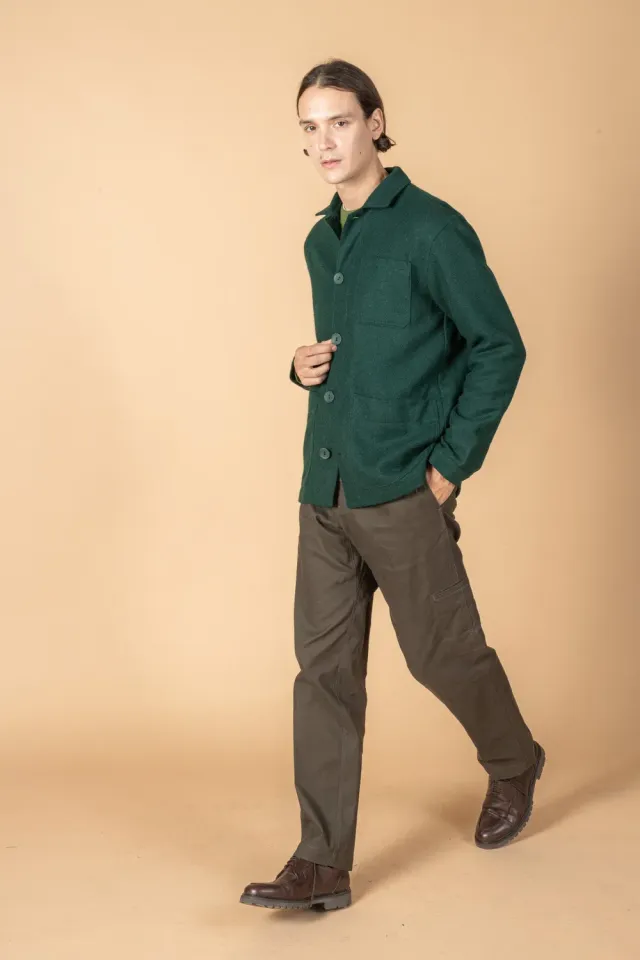 Soubacq Le Bleu Jade veste de travail laine vierge verte