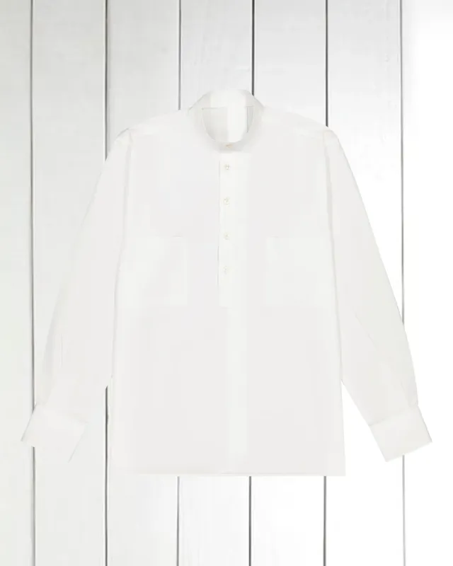 HOLLINGTON col mao popeline blanche chemise coton luxe