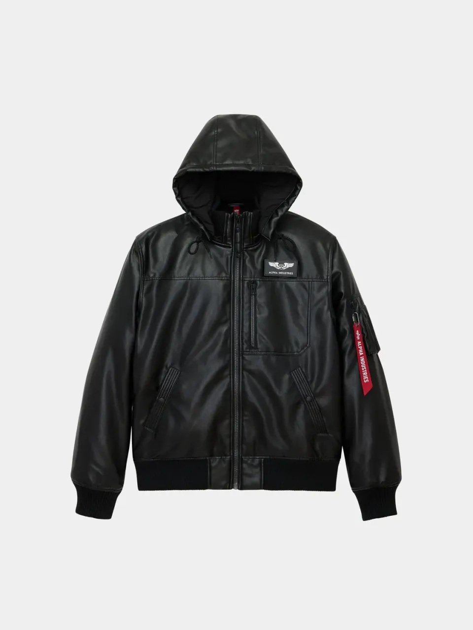 Alpha Industries Flight blouson simili cuir noir à capuche