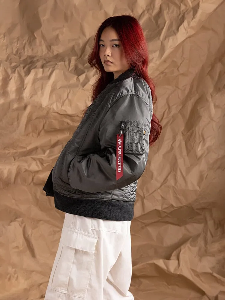 Alpha Industries MA-1 Shirring bomber femme gris matelassé