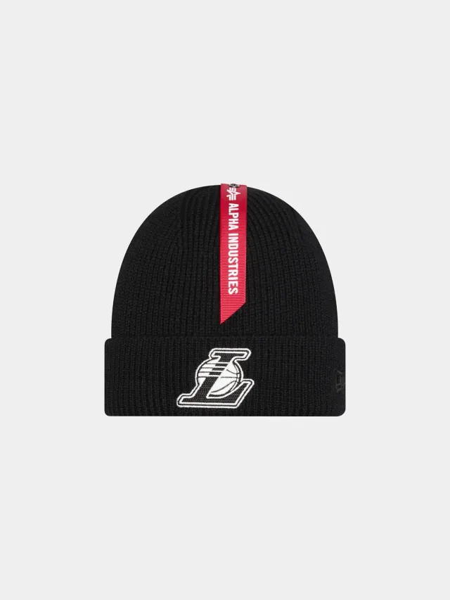 Alpha Industries Lakers bonnet short cuff merinos noir