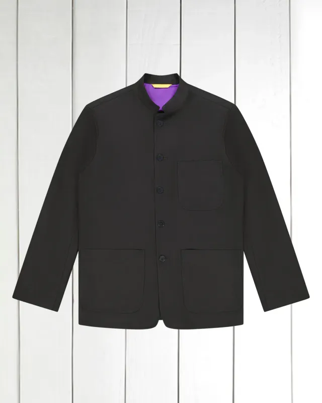 Hollington veste Tyrol crêpe laine noire col nehru