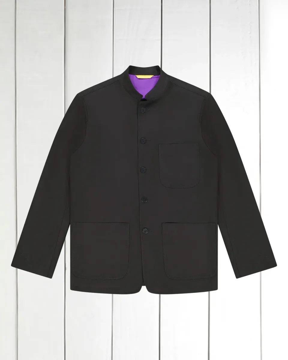Hollington veste Tyrol crêpe laine noire col nehru