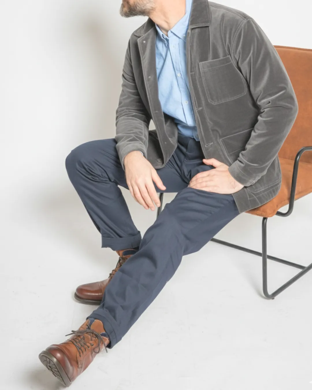 SOUBACQ Sérénissime veste travail velours bleu