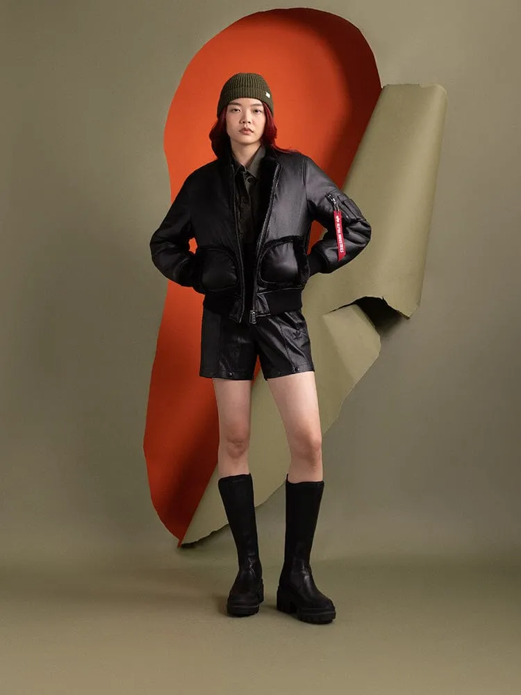 Alpha Industries MA-1 bomber réversible femme noir sherpa