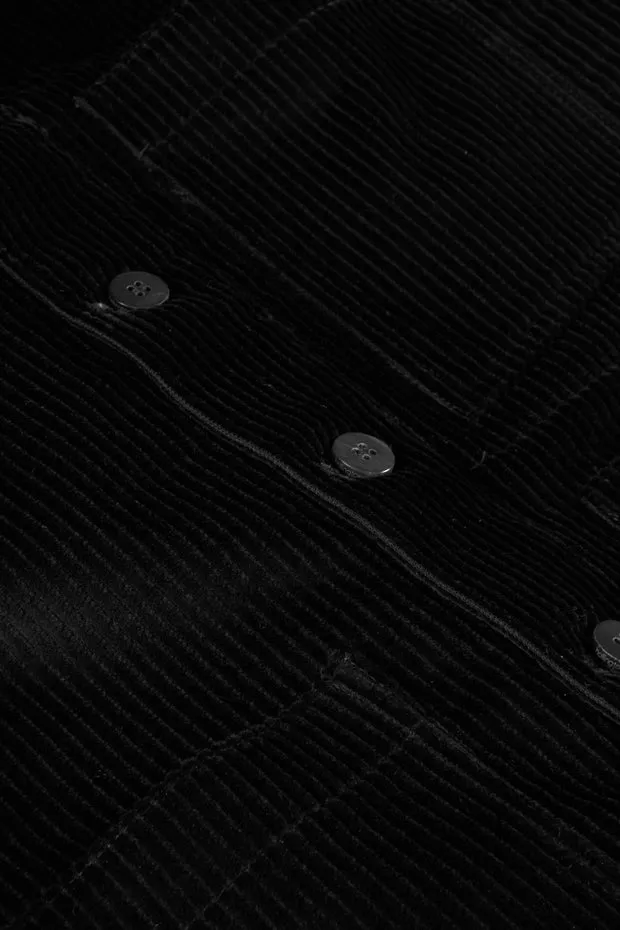 Hollington Wool-Corduroy gilet velours noir poches plaquées