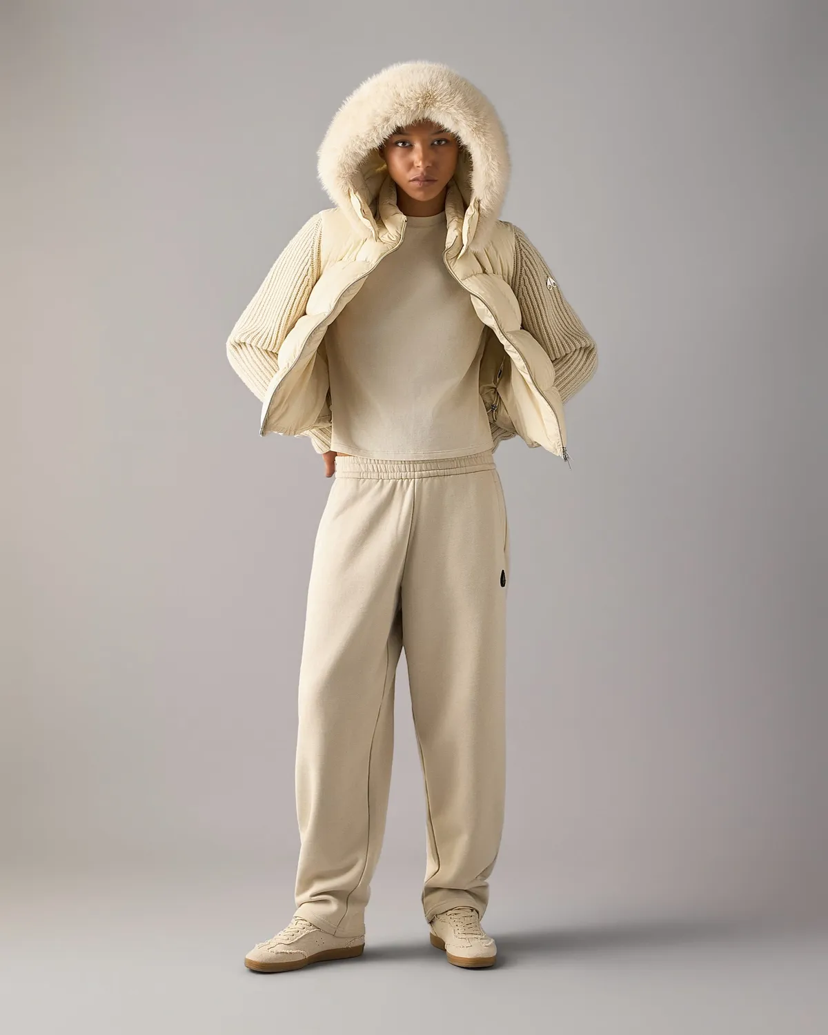 Moose Knuckles Everest Hybrid doudoune femme albâtre manches tricot
