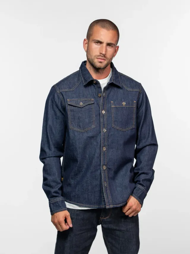 Daytona Pueblo chemise denim homme MID Wash toile 290g