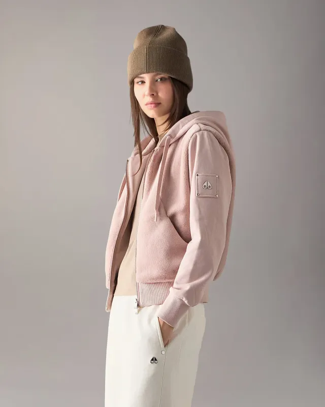 Moose Knuckles Bunny Roslyn Hoodie Rosewood fausse fourrure