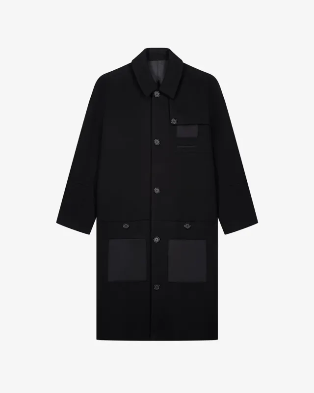 LEBRUN Manteau laine cachemire noir droit homme