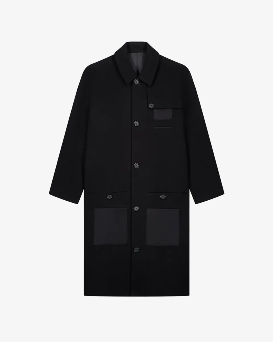 LEBRUN Manteau laine cachemire noir droit homme