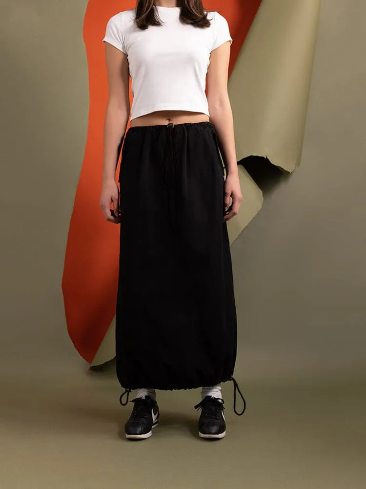 Alpha Industries Drawcord jupe longue femme noire coton