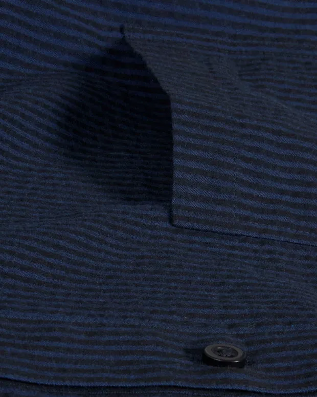 Hollington mao chemise seersucker coton navy
