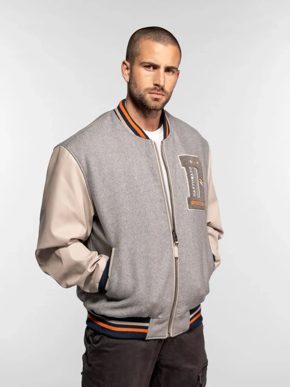 Daytona Grady bomber universitaire gris laine mélangée
