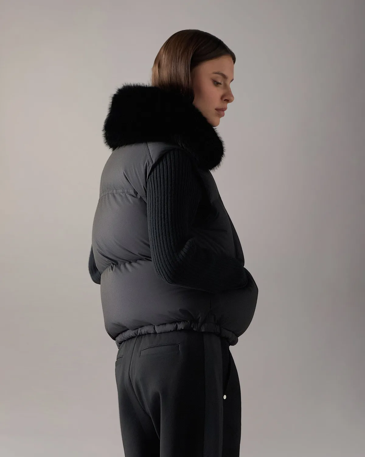 Moose Knuckles Everest Gilet duvet noir col fourrure
