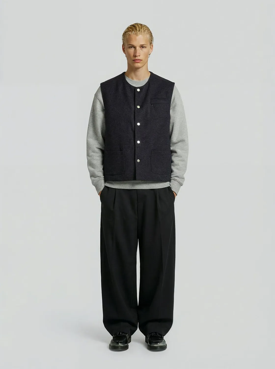 Lebrun gilet gris sans manches laine homme