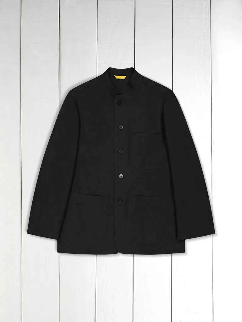 HOLLINGTON Tyrol veste toile lin noir pur coupe ajustée