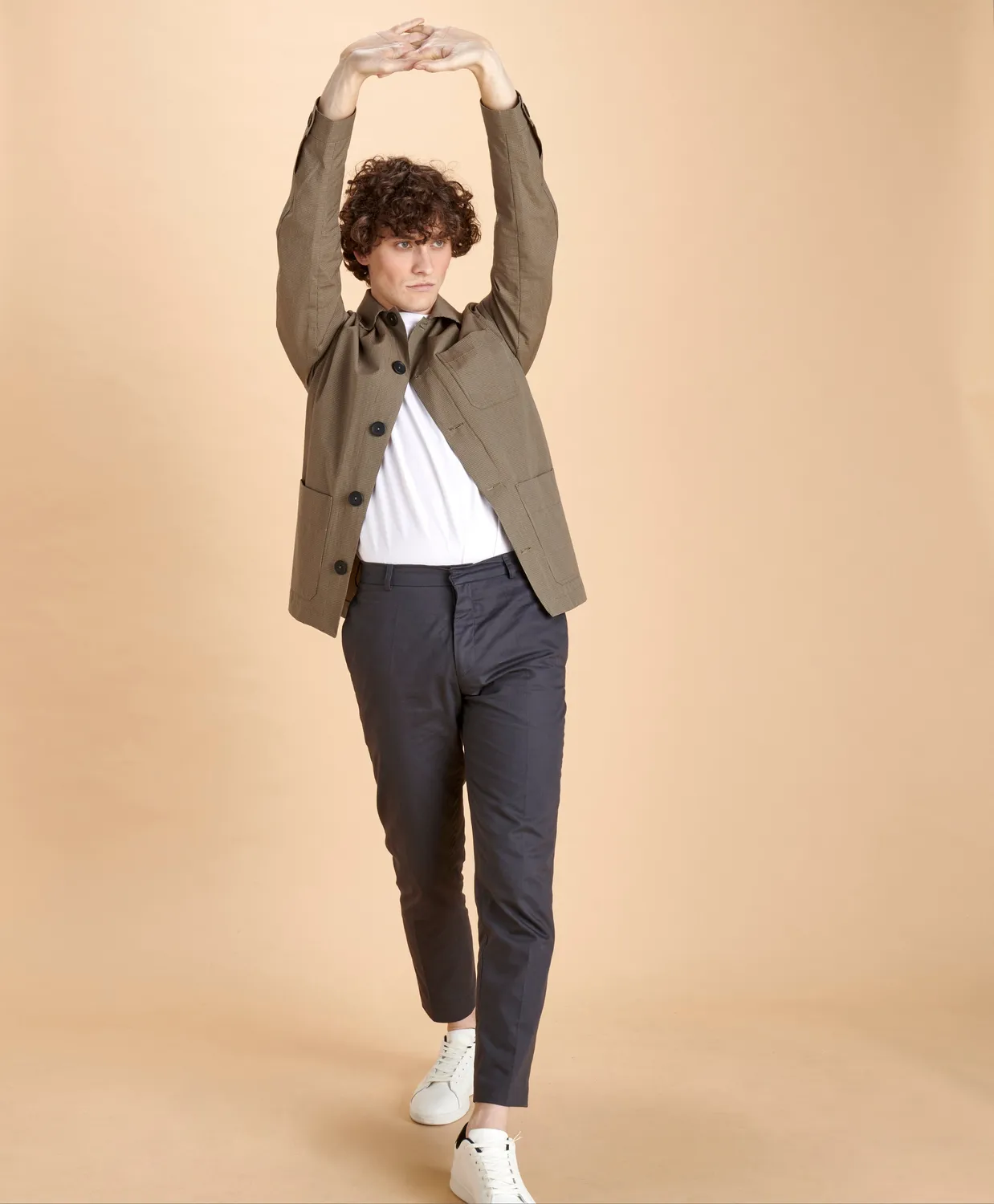 SOUBACQ Shade veste travail coton bleu carreaux