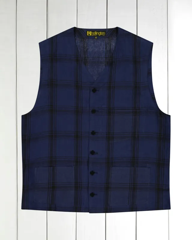Hollington Lumberjacket gilet lin à carreaux bleu