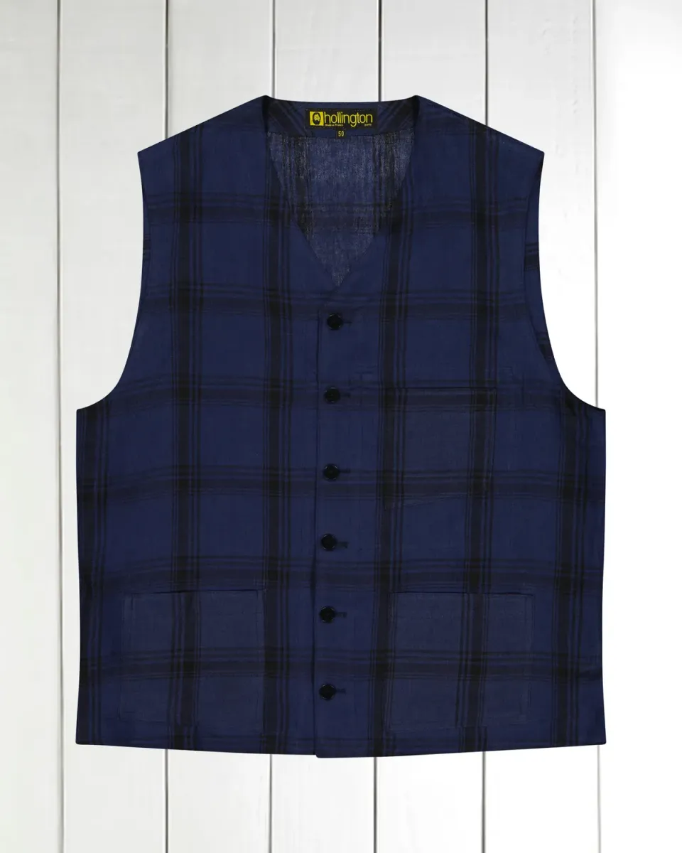 Hollington Lumberjacket gilet lin à carreaux bleu