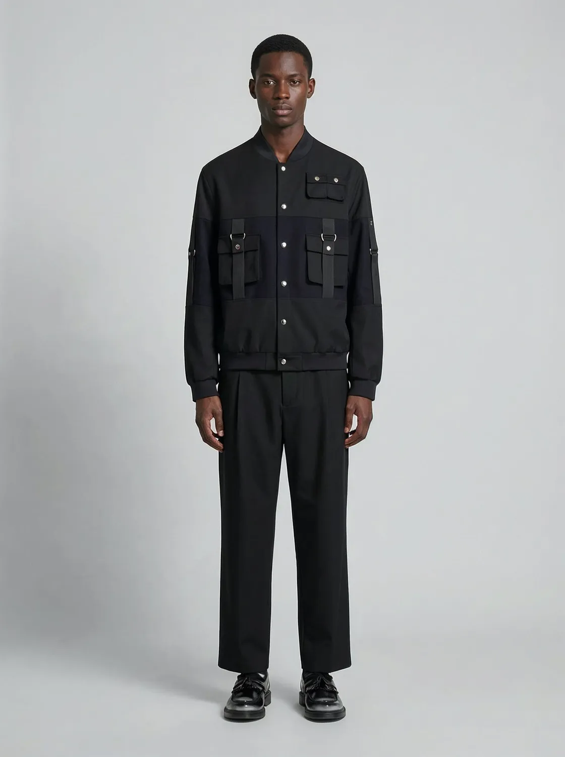 LEBRUN Bomber Noir Bleu Blouson Laine Cachemire