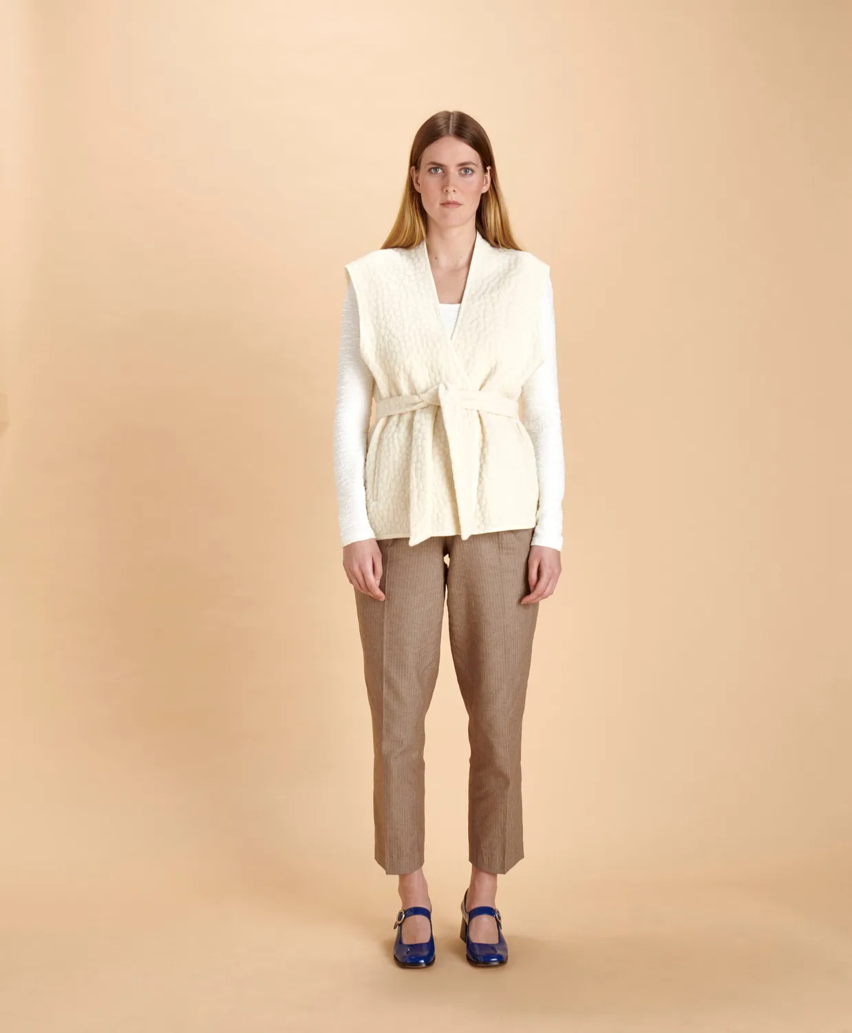 Soubacq Le Gilet Agnello gilet brocart blanc mi-saison