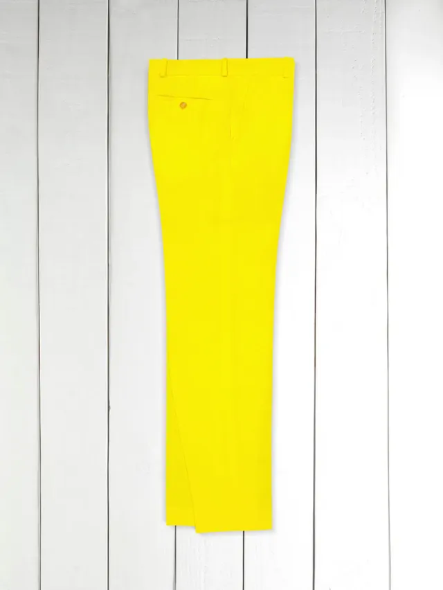 Hollington Siza pantalon lin jaune coupe italienne