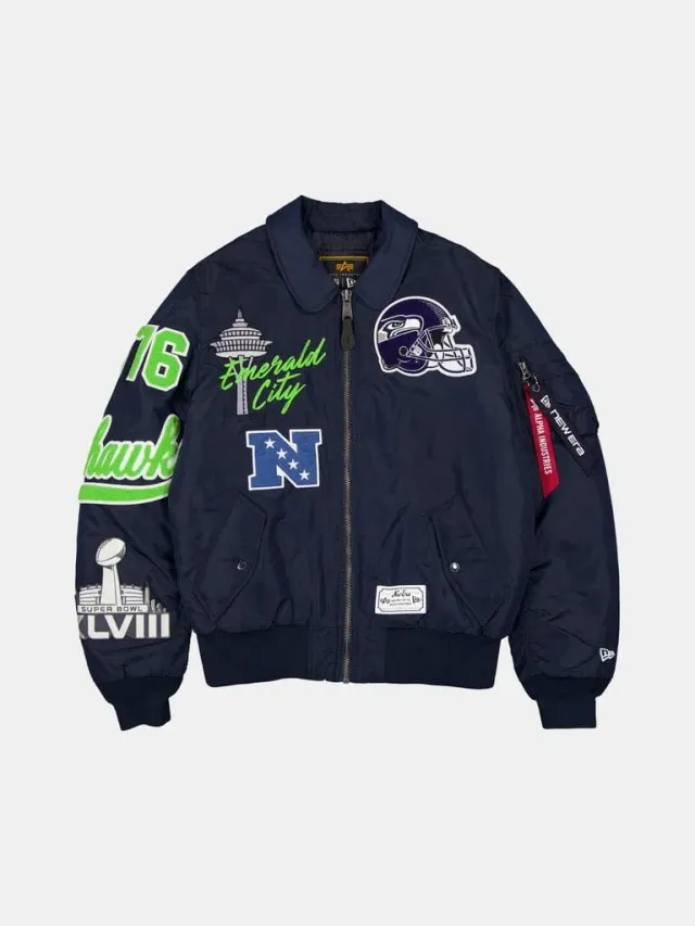 Alpha Industries MA-1 Seahawks bomber navy brodé