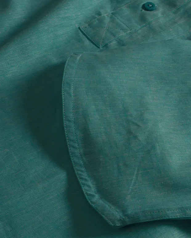 Hollington chemise Deauville col mao lin coton vert menthe