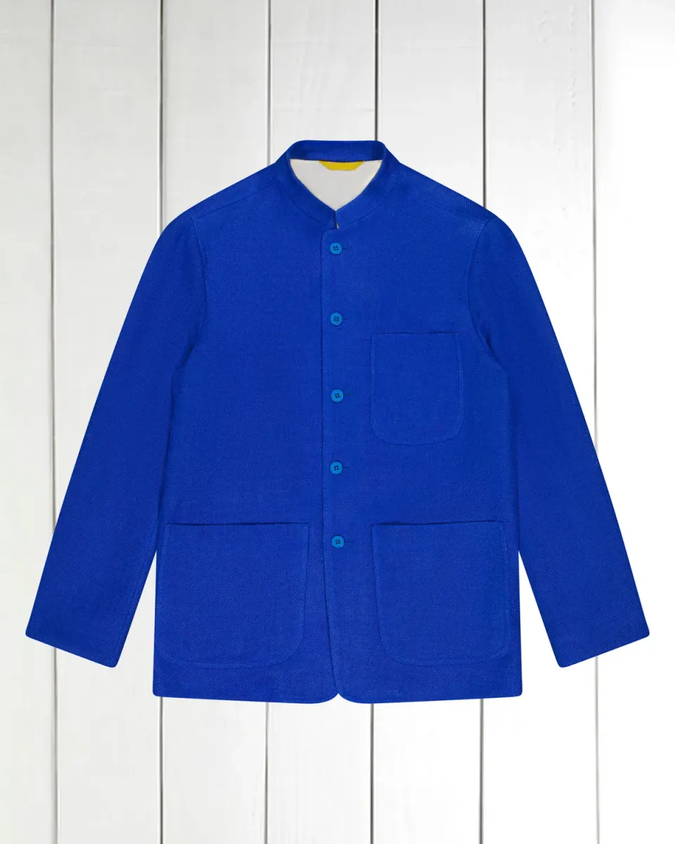 Hollington veste Tyrol lin hopsack bleu luxor ajustée