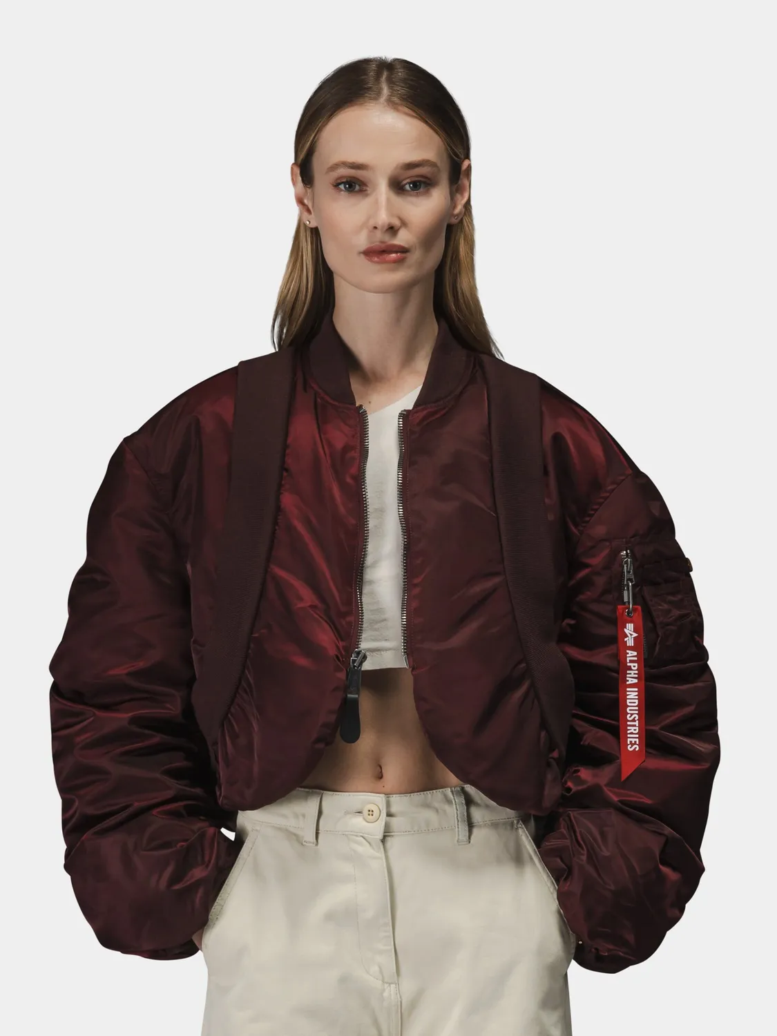 Alpha Industries Knit Rib MA-1 bomber femme cedar red