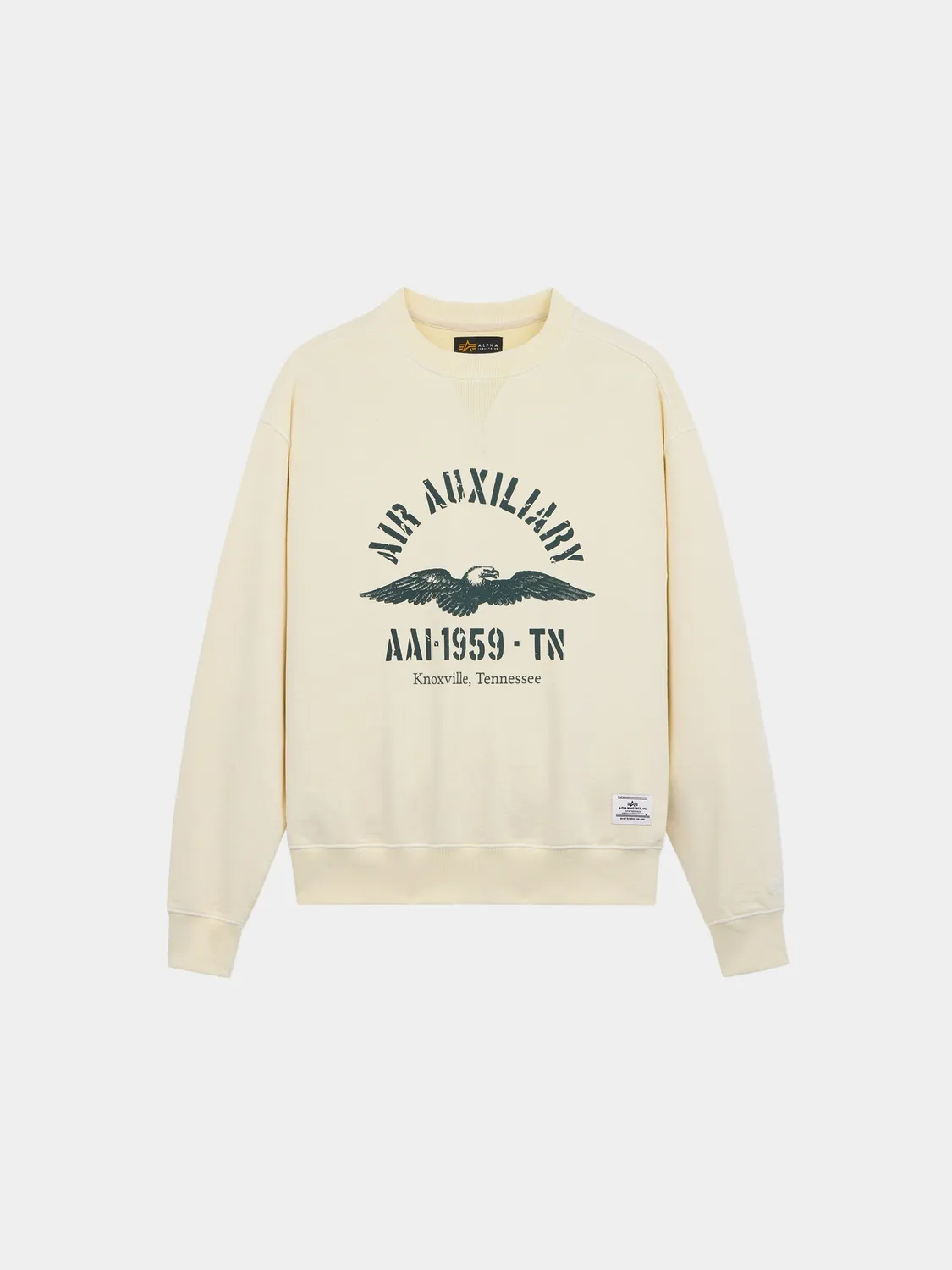 Alpha Industries Air Aux sweat col rond coton noir délavé